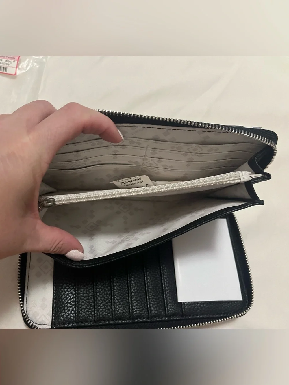 NWT All About the Benjamins Wallet in Deco Diamond Pebble & Black Wristlet Strap
